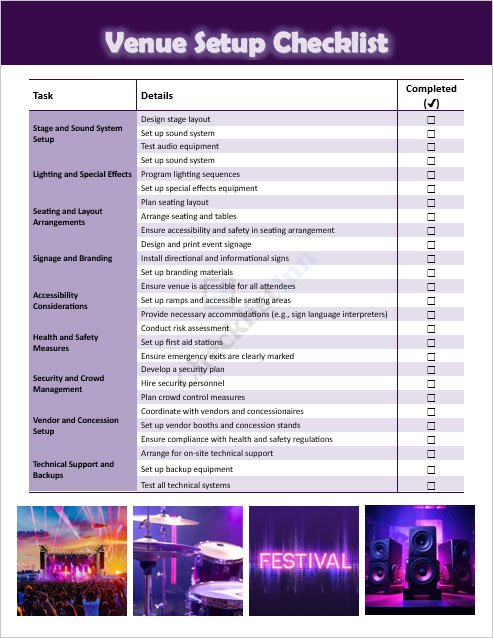 Venue Setup Checklist Template