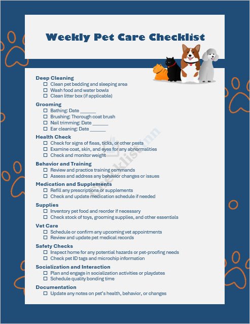 Weekly Pet Care Template