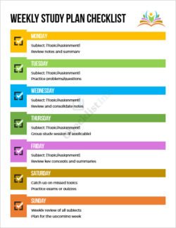 Weekly Study Plan Checklist Template