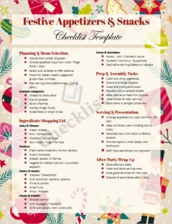 Make your Christmas morning extra joyous and stress-free with our free printable Breakfast Checklist Template! This one-page planner makes it easy to organize your menu, prep tasks, table setup, and cleanup — so you can focus on enjoying cozy moments with family and friends. ✔️ What’s Inside the Template Menu Planner — Pick your main dish, sides, breads, drinks, and festive extras Grocery List — Categorized essentials so you don’t forget anything Night-Before Prep List — Prep steps to do in advance to save your morning Morning-Of Tasks — Step-by-step actions to get food ready, warm, and served Table Setup & Ambiance — Ideas and checklist for decorations, place settings, and holiday touches After Breakfast Cleanup — Quick checklist to wrap up effortlessly Everything is laid out clearly so you can print and use right away. 🎄 Why You’ll Love It Helps you stay organized during the hectic holiday morning Reduces last-minute scrambling and stress Lets you enjoy more time with loved ones Elegant, festive design — looks great printed or digital Fully editable (Word / Google Docs / PDF) — customize for your family’s traditions 📥 How to Use It Click the Download button. Open in your preferred editor or viewer (Word, Google Docs, Adobe Acrobat). Fill in menu items, prep tasks, grocery list, and details. Print or use on your tablet/phone. Check off items as you go on Christmas morning! 🎅 Tips & Ideas Fill in menu and shopping details a few days before Prep what you can the night before (e.g. mix batter, pre-chop fruit) Use the table setup checklist to add festive flair Keep the checklist visible (on the fridge or table) for quick reference