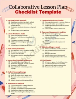 Collaborative lesson plan checklist template cover page showing organized layout and professional design