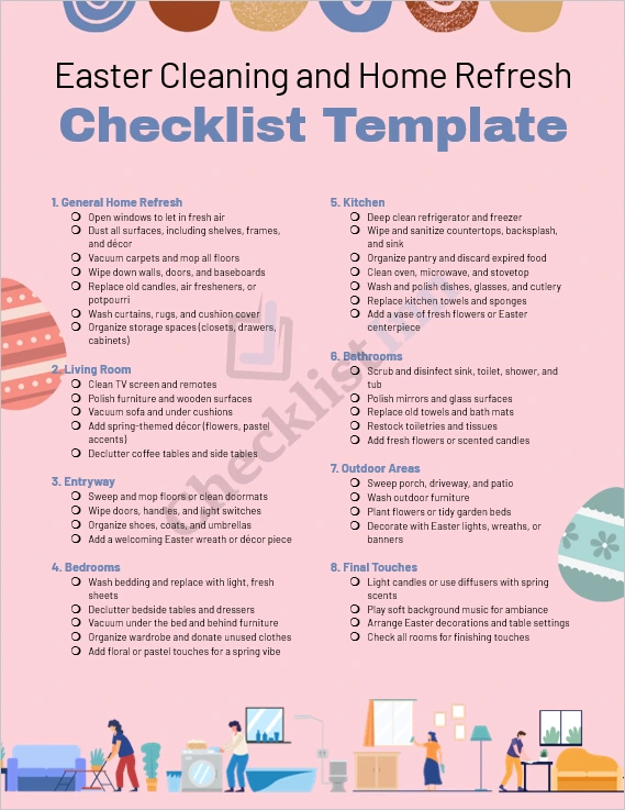 Easter cleaning and home refresh checklist cover page showing spring theme design and neat layout