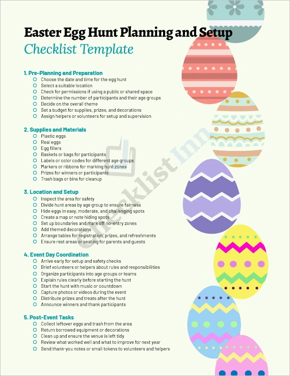 Easter Egg Hunt Planning and Setup Checklist Cover Page