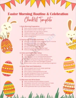 Easter morning checklist cover page with pastel design and celebration theme
