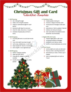 Christmas Gift and Card Checklist Template Cover Page