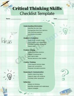 Critical Thinking Skills Checklist Template Cover Page