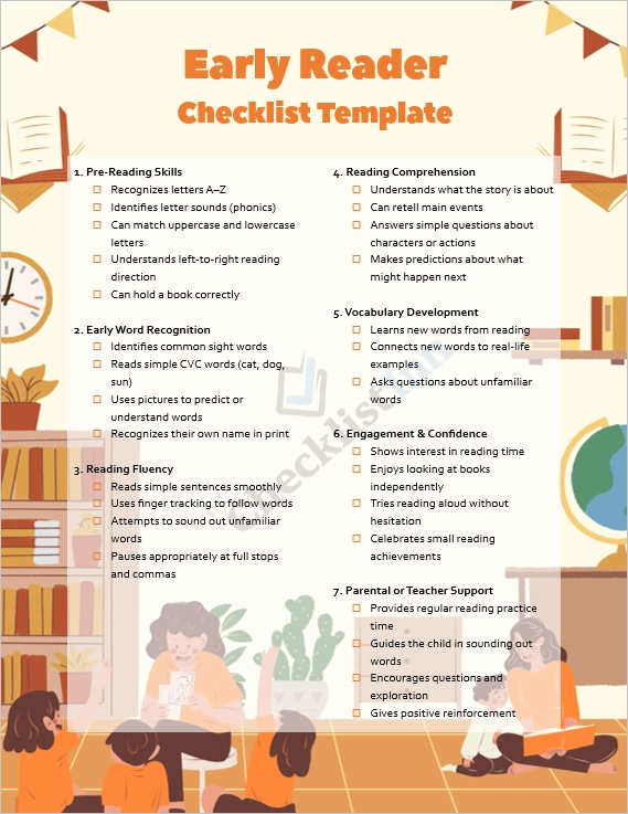 Early Reader Checklist cover page preview