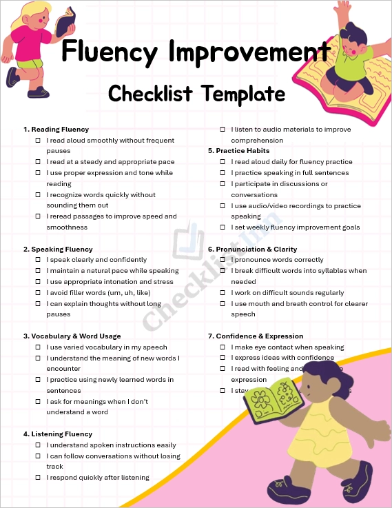 Fluency Improvement Checklist cover page