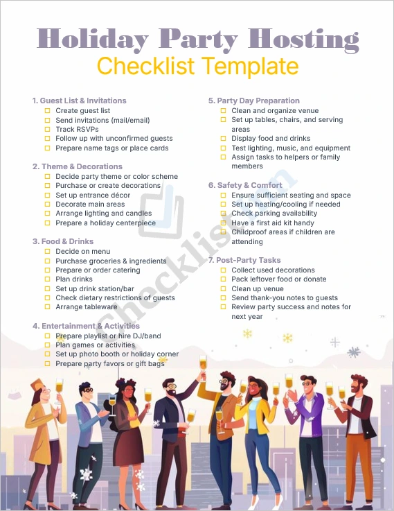 Holiday Party Hosting Checklist Cover Page