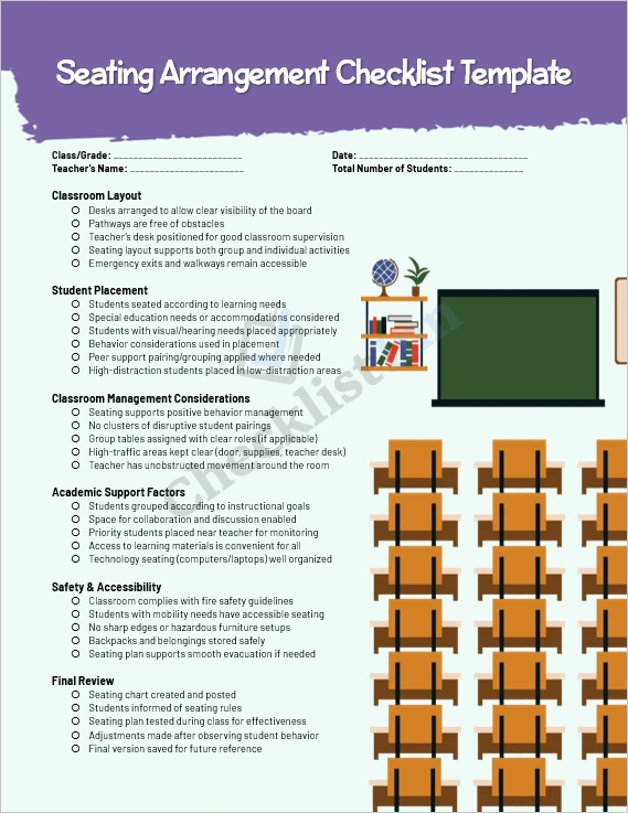 Seating Arrangement Checklist template cover page