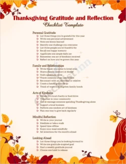Thanksgiving Gratitude and Reflection Checklist Template cover page