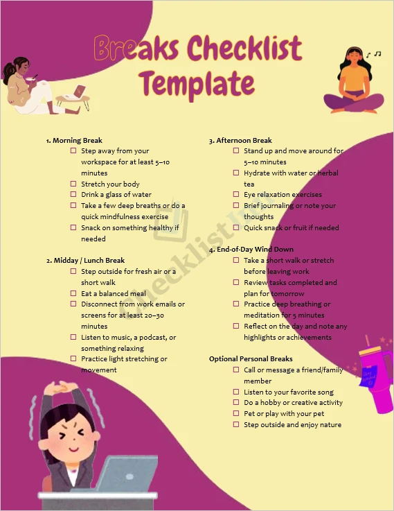 Breaks Checklist template cover page