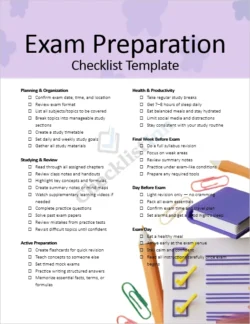 Exam Preparation Checklist cover page design