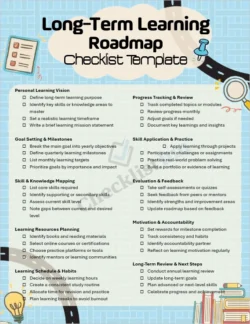 Long term learning roadmap checklist cover page template