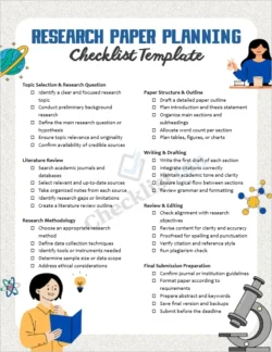 Research paper planning checklist template cover page