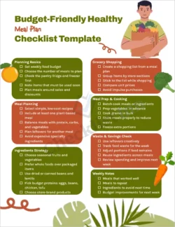 Budget friendly healthy meal plan checklist cover page