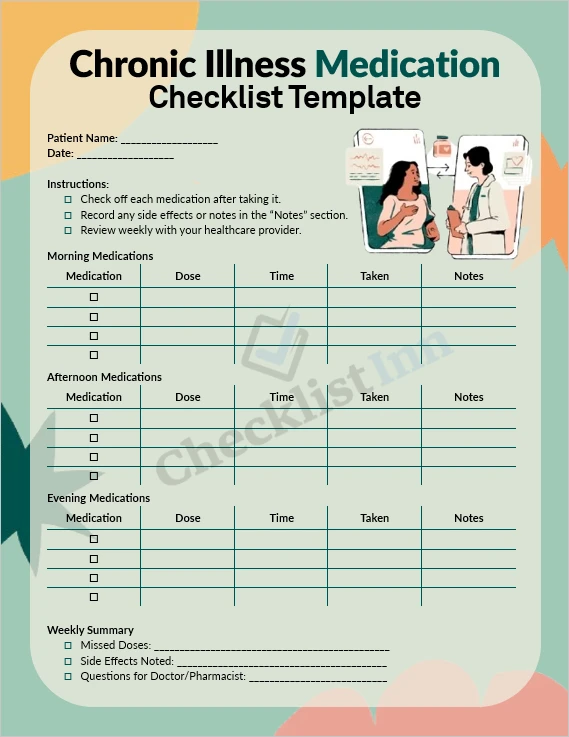 Chronic illness medication checklist cover page