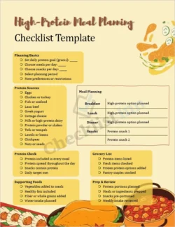 High protein meal planning checklist cover page
