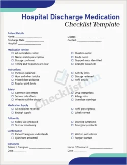 Hospital discharge medication checklist cover page