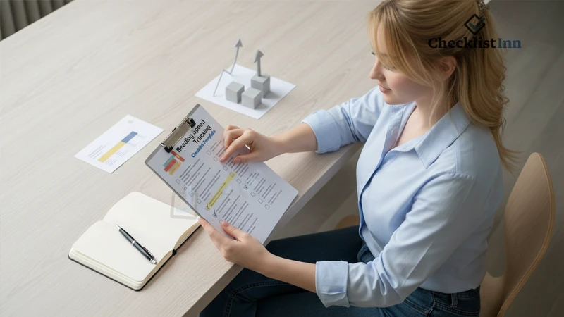 Reading checklist features including book tracking and comprehension review