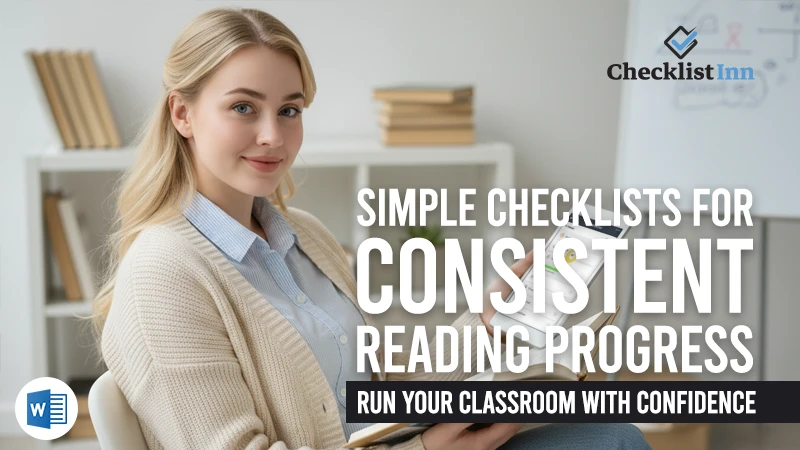 Young reader using a reading progress checklist to track books and goals