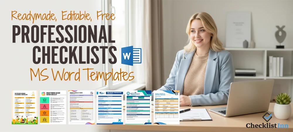Readymade, Editable, Free Professional Checklist Templates in MS Word Format