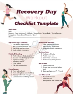 Recovery day workout checklist cover page