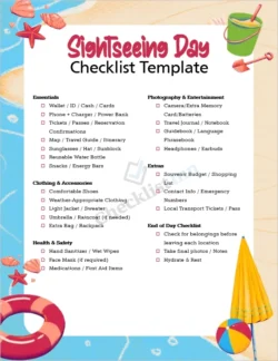 Sightseeing Day Checklist template cover page