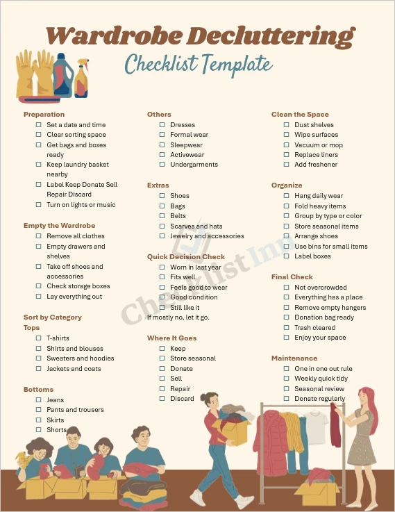 Wardrobe Decluttering Checklist Cover Page